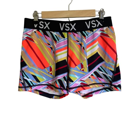 Victoria's Secret Sport Size Large Multicolor Bike Shorts Running Geometric Abst - Picture 1 of 6